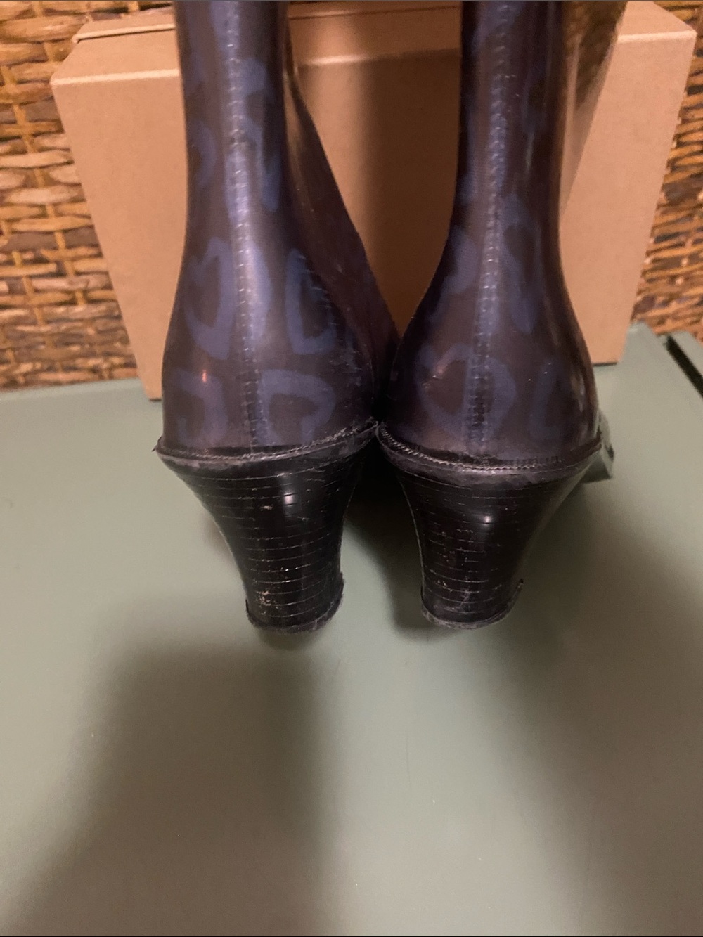 GUC Marc by Marc Jacobs made in Italy black blue hearts Rain Boot EU 40 us 9 1/2 - Picture 7 of 8